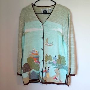 Vintage Storybook Knits AsianScene Pagoda Button